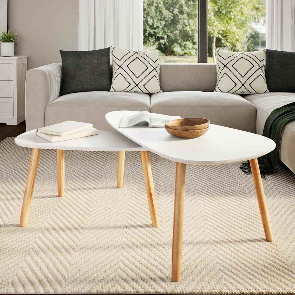 VidaXL - vidaXL Salontafelset massief grenenhout wit 2-delig